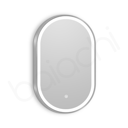 Baiachi Cora LED Oval 600mmx900mm Frame Mirror Brushed Silver