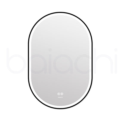 Baiachi Cora LED Oval 600mmx900mm Frame Mirror Matte Black