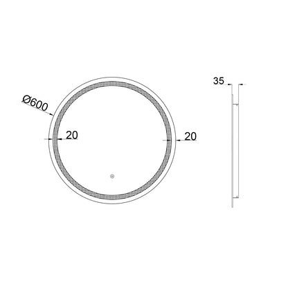 Baiachi Otus LED Round 750mm Frameless Mirror