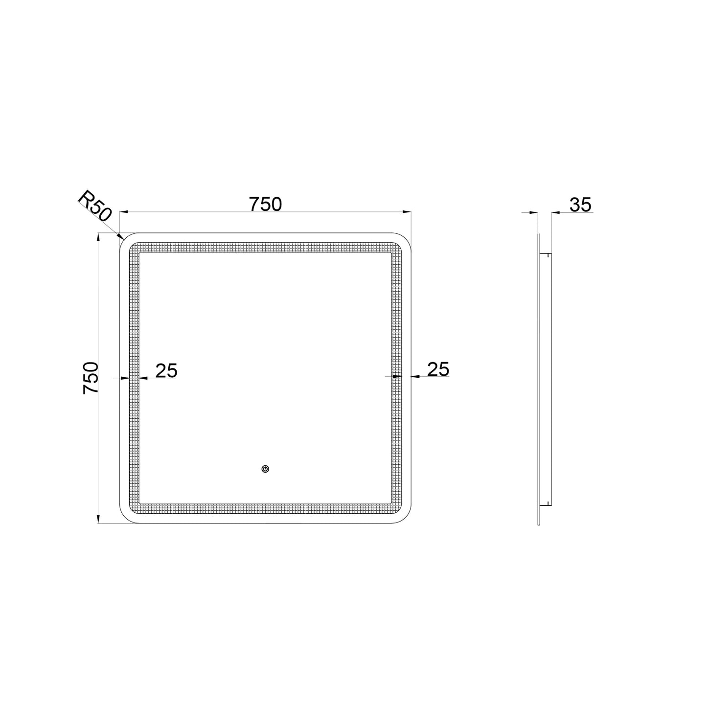 Baiachi 750x750 LED Square Frameless Mirror