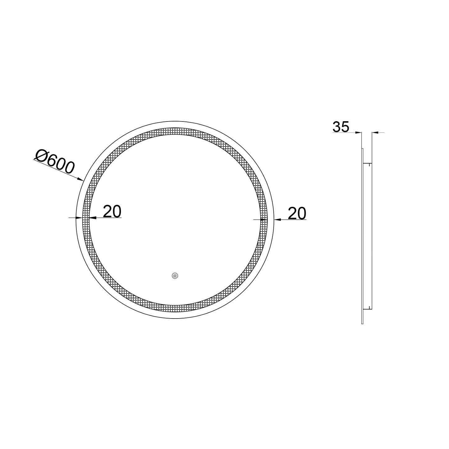Baiachi Otus LED Round 900mm Frameless Mirror