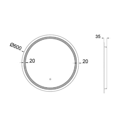 Baiachi Otus LED Round 900mm Frameless Mirror