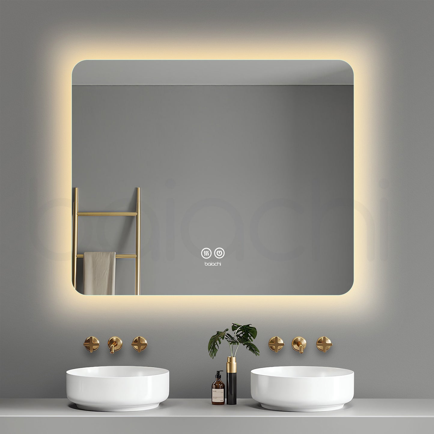 Baiachi LED Square 900x750mm Backlit Anti-Fog Mirror