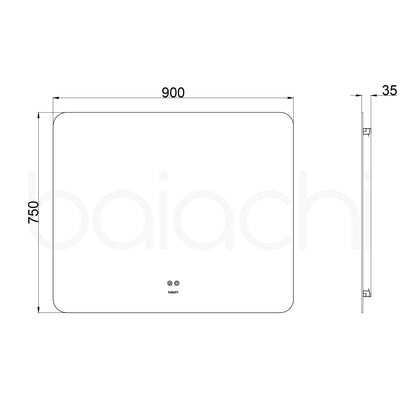 Baiachi LED Square 900x750mm Backlit Anti-Fog Mirror