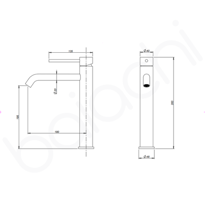 Baiachi Moreton Slimline Highrise Basin Mixer Chrome