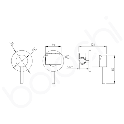 Baiachi Moreton Slimline Wall Mixer Chrome