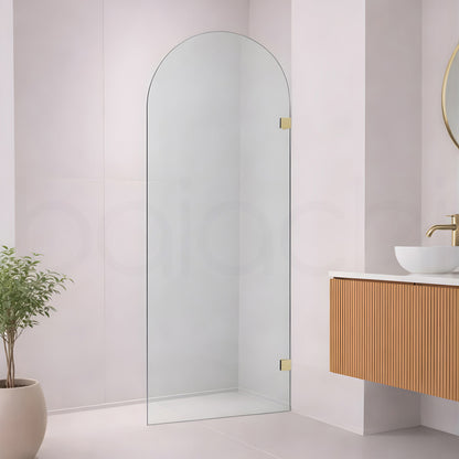 Baiachi 1200mm Arched Glass Fixed Panel Shower Screen Brushed Gold