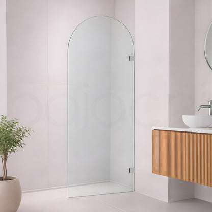 Baiachi 900mm Arched Glass Fixed Panel Shower Screen Brushed Nickel