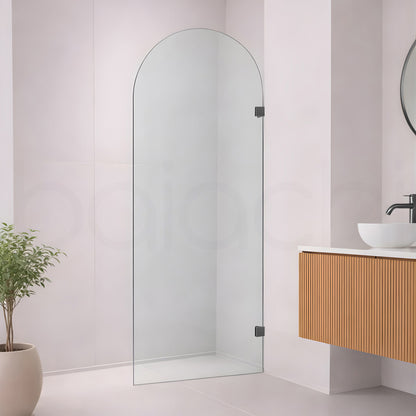 Baiachi 900mm Arched Glass Fixed Panel Shower Screen Gun Metal