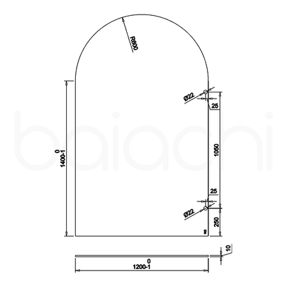 Baiachi 1200mm Arched Glass Fixed Panel Shower Screen Brushed Nickel