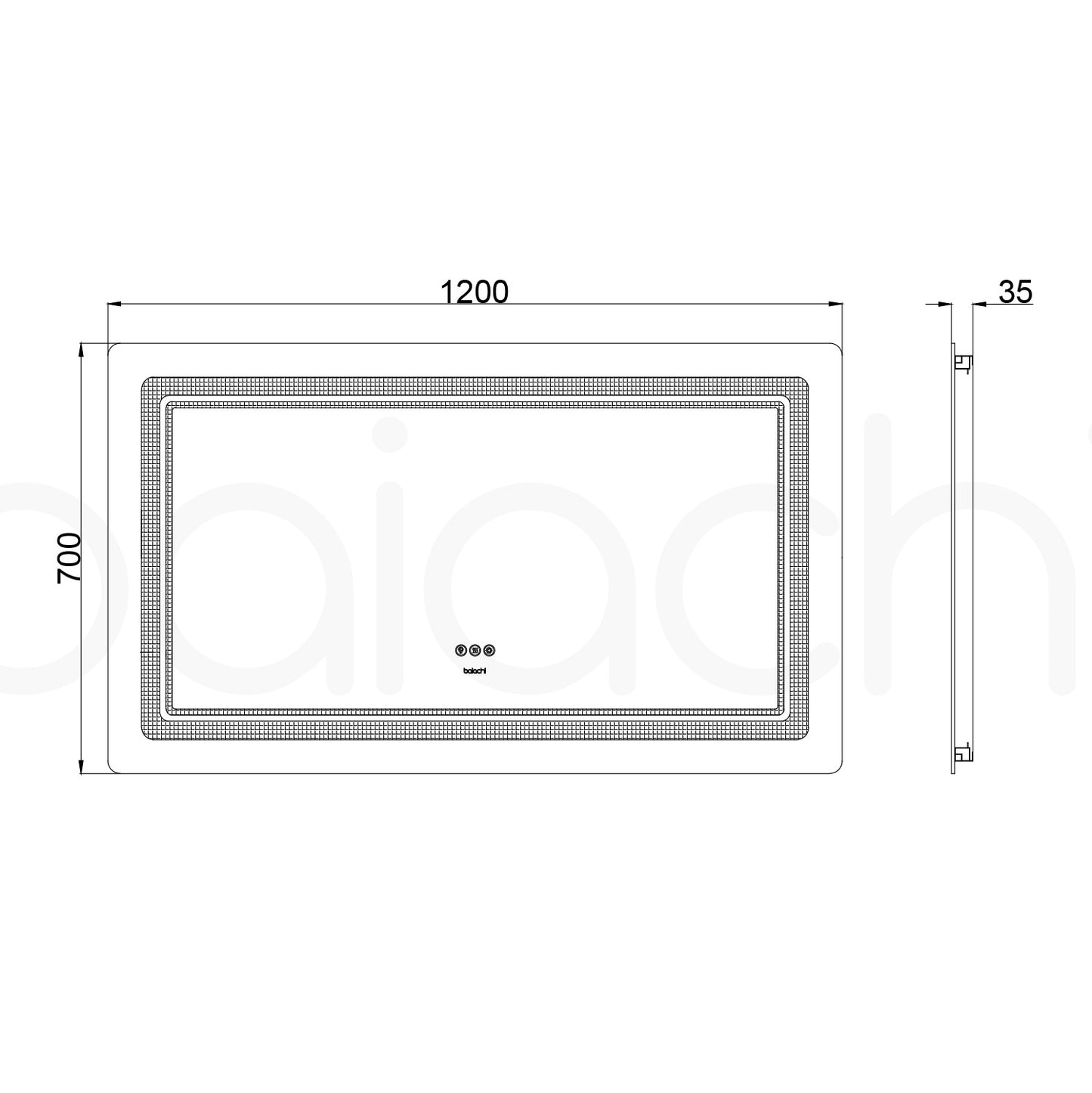 Baiachi LED Square 1200x700mm RGB Anti-Fog Mirror