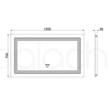 Baiachi LED Square 1200x700mm RGB Anti-Fog Mirror