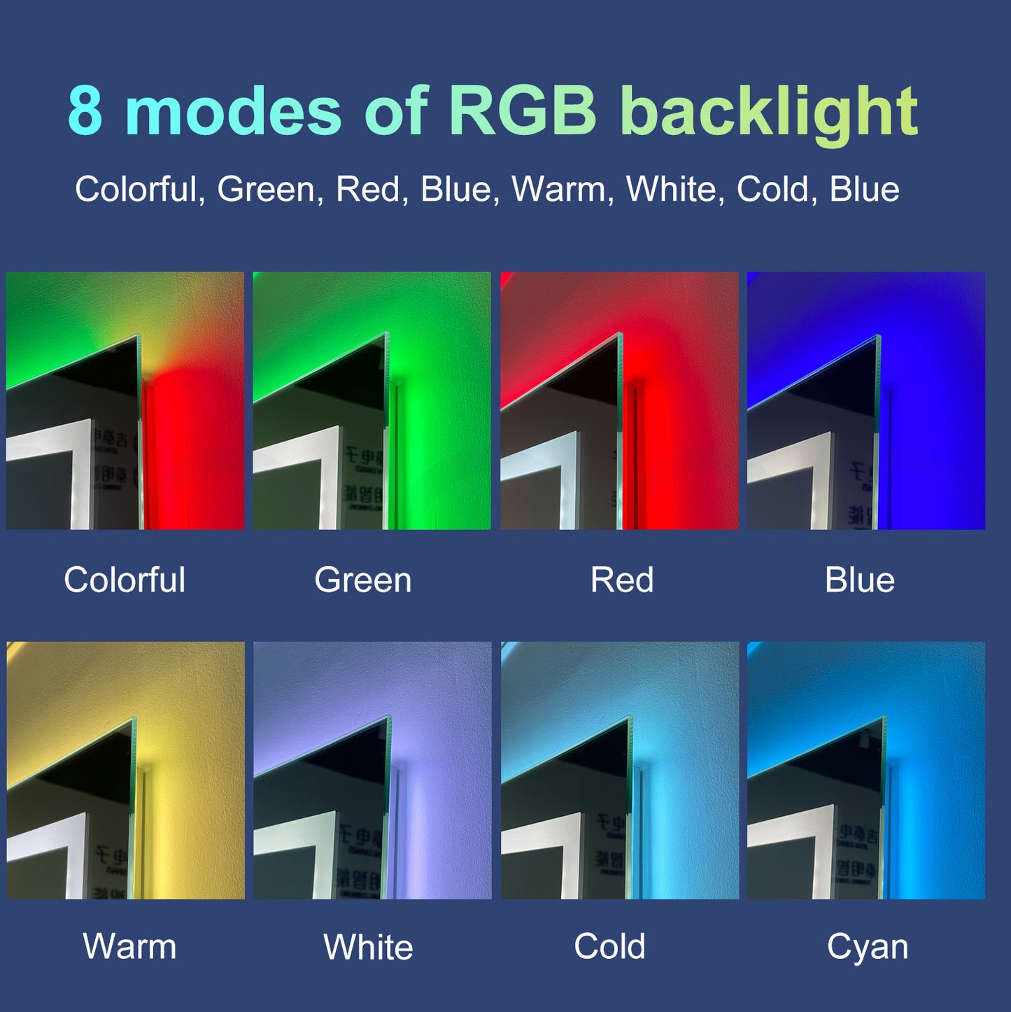 Baiachi LED Square 900x700mm RGB Anti-Fog Mirror