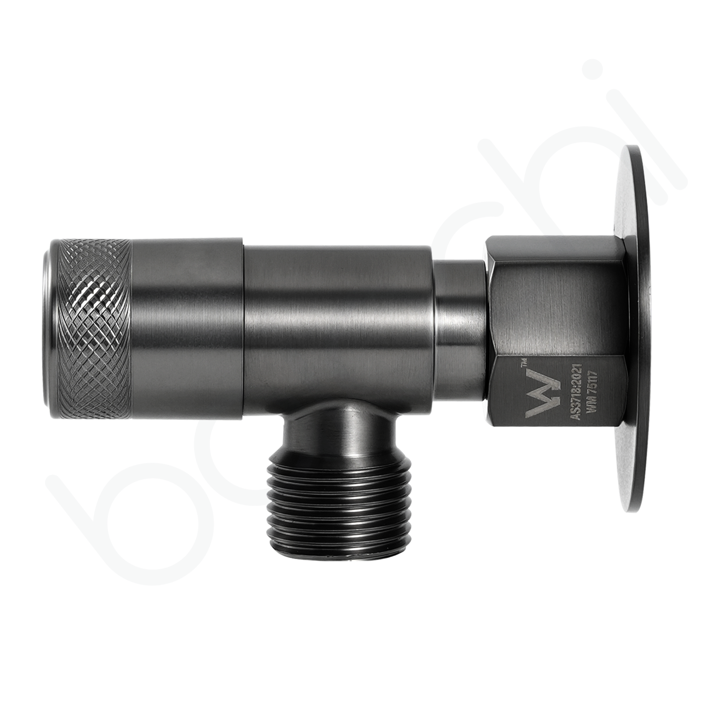 Baiachi Shattaf Loose Nut Mini Cistern Stop Stainless Steel Quarter Turn with Backflow Valve PVD Gun Metal