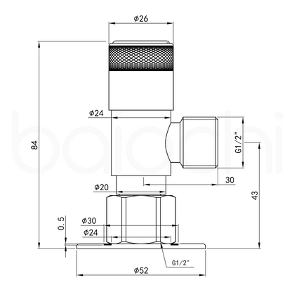 Baiachi Shattaf Loose Nut Mini Cistern Stop Stainless Steel Quarter Turn with Backflow Valve PVD Antique Bronze