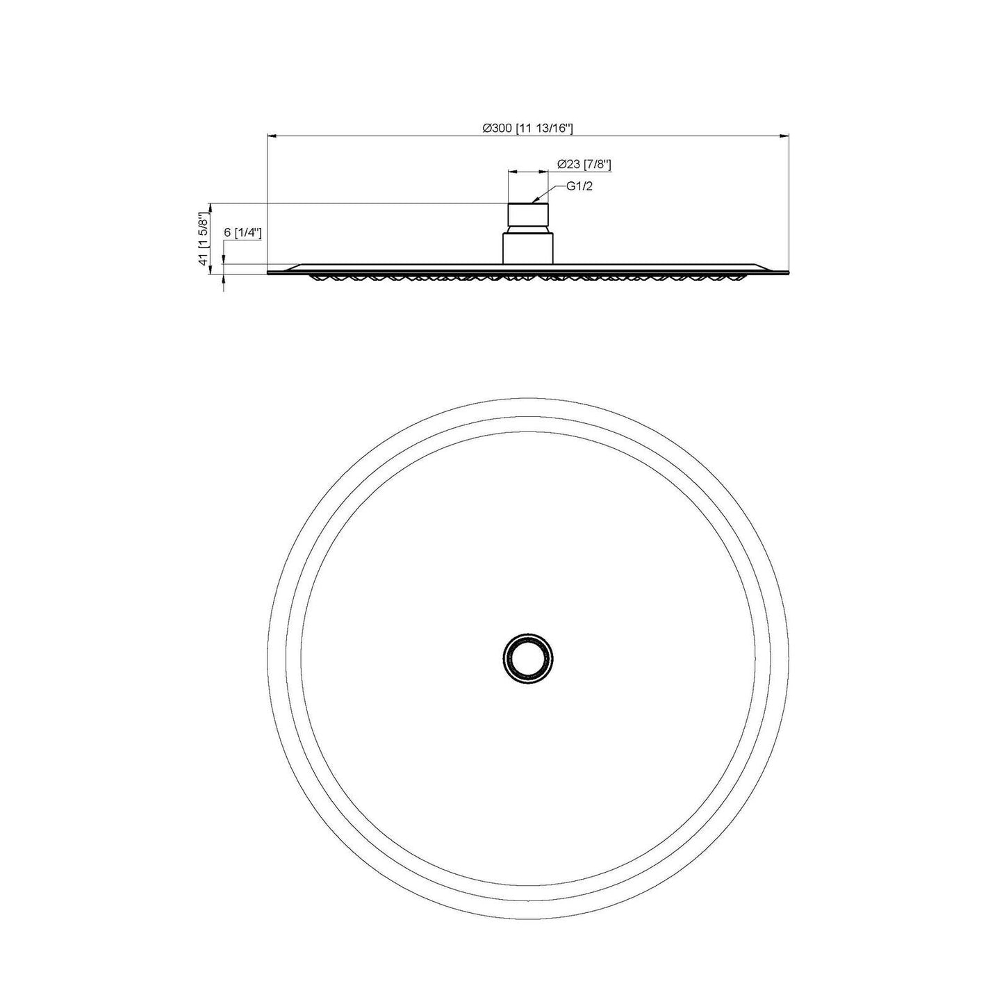 Moreton Round Stainless Steel Shower Head 300mm Matte Black