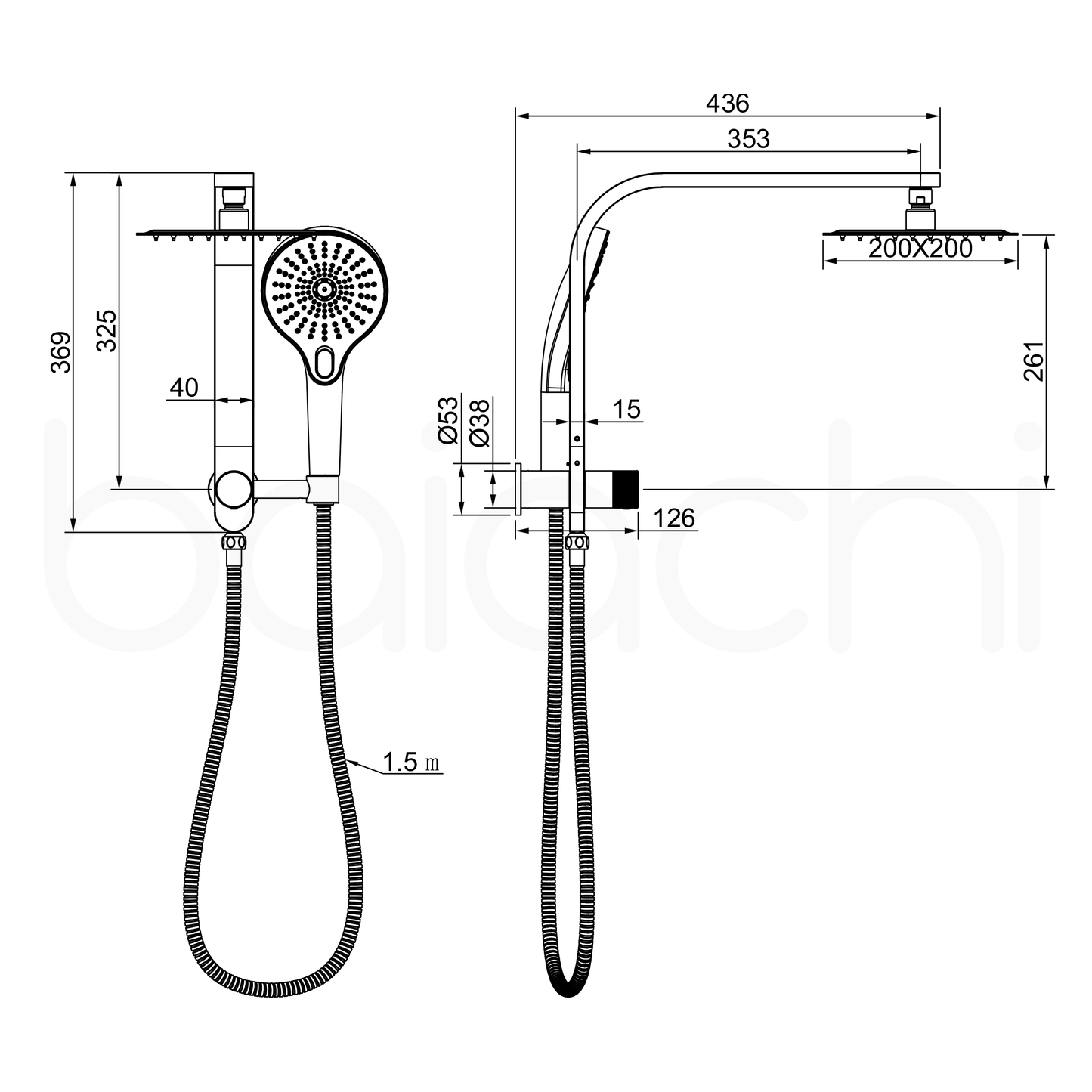 Noosa Multi Function Shower Matte Black