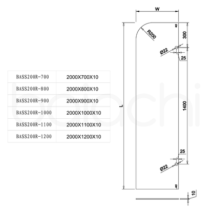 Baiachi 900mm Curved Fixed Panel Shower Screen Chrome