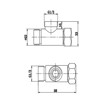 1/2 Union BSP FMM Thread Tee Type 3 Way Brass Pipe Fitting Adapter Coupler Connector Brushed Gold