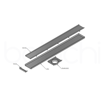 150-600mm Linear Tile Insert Adjustable Floor Waste Gun Metal