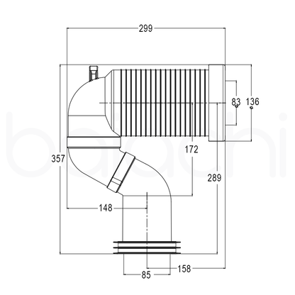 Baiachi Universal Pan Connector Extended Setout S trap connector