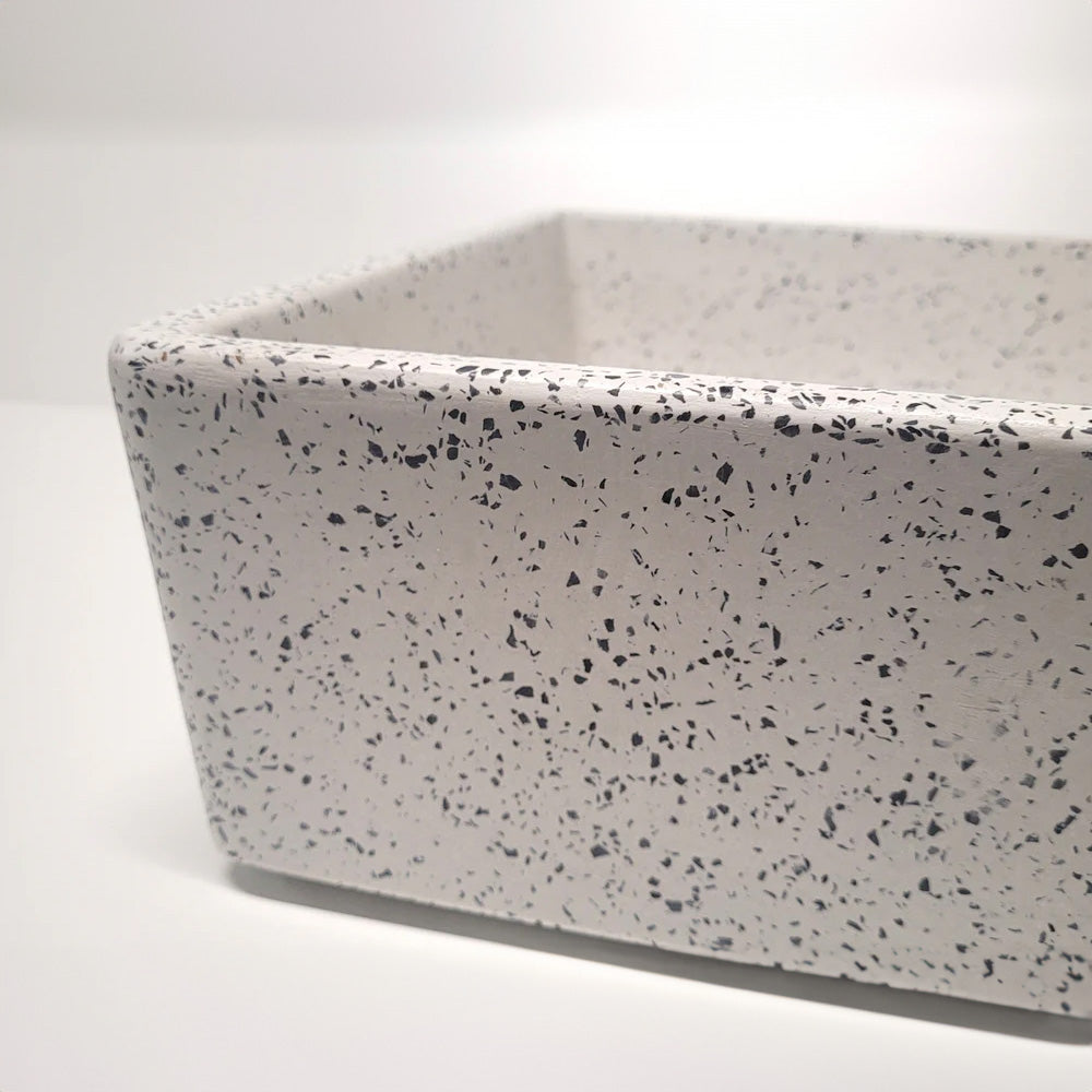 Spring Hill Designs Aila Rectangular Above Counter Concrete Basin White Terrazzo Black Aggregate