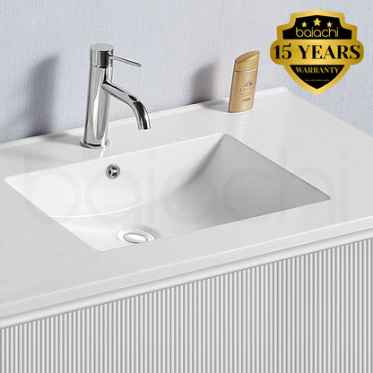 Baiachi Clermont 750 White Fluted Wall Hung Bathroom Vanity Ceramic Basin