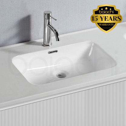 Baiachi Clermont 750 White Fluted Wall Hung Bathroom Vanity Ceramic Basin