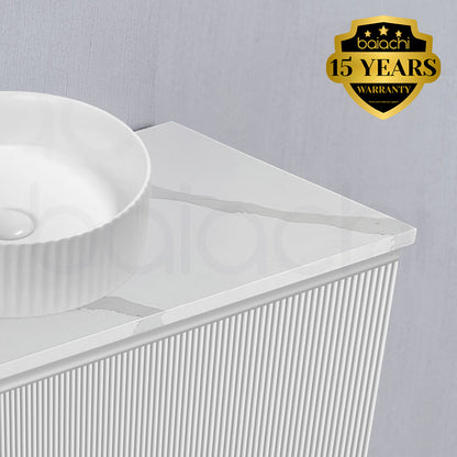 Baiachi Clermont 1200 White Fluted Wall Hung Bathroom Vanity Calacatta Stone