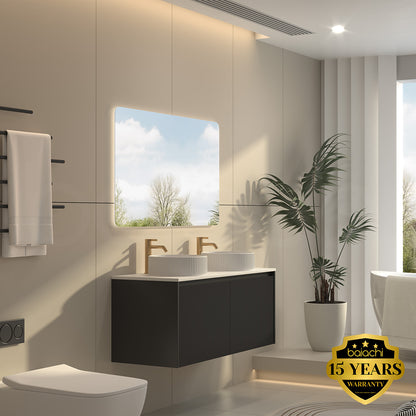 Baiachi Clermont 1200 Black Fluted Wall Hung Bathroom Vanity Ceramic Basin