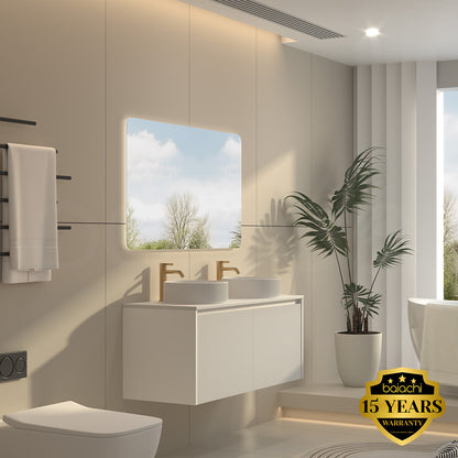 Baiachi Clermont 1200 White Fluted Wall Hung Bathroom Vanity Double Ceramic Basin