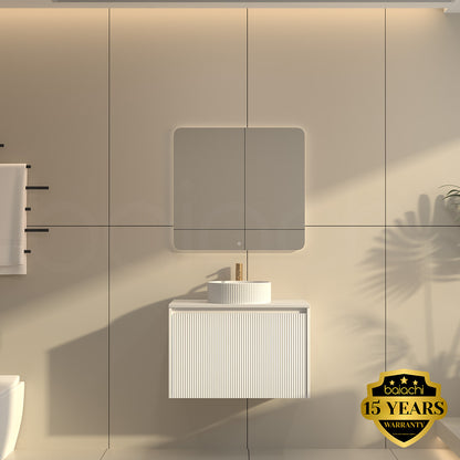 Baiachi Clermont 750 White Fluted Wall Hung Bathroom Vanity Calacatta Stone