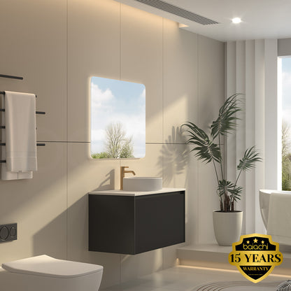 Baiachi Clermont 900 Black Fluted Wall Hung Bathroom Vanity Calacatta Stone