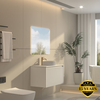 Baiachi Clermont 900 White Fluted Wall Hung Bathroom Vanity White Stone