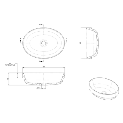 Spring Hill Designs Calista Oval Semi Inset Concrete Basin Ivory