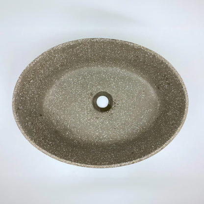Spring Hill Designs Calista Oval Semi Inset Concrete Basin Grey Terrazzo