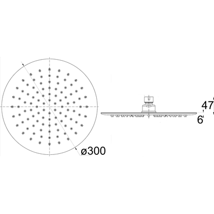 Ikon Kara Round Shower Head 300mm Chrome