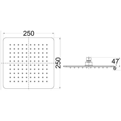 Ikon Seto Square Shower Head 250mm Chrome