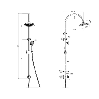 Ikon Clasico round multi function shower Combo Brushed Nickel