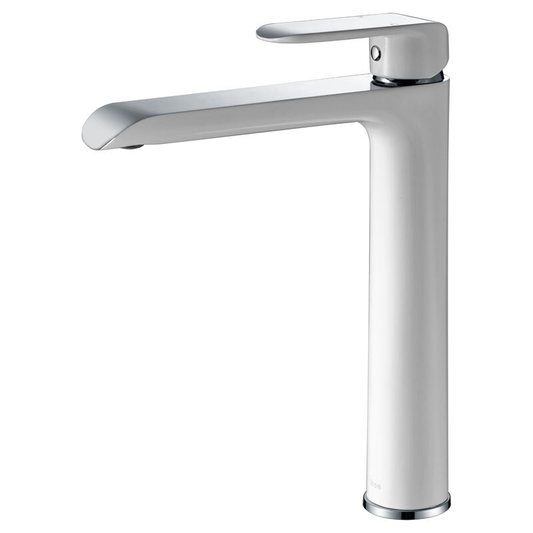 Kara High Rise Basin Mixer Chrome & White