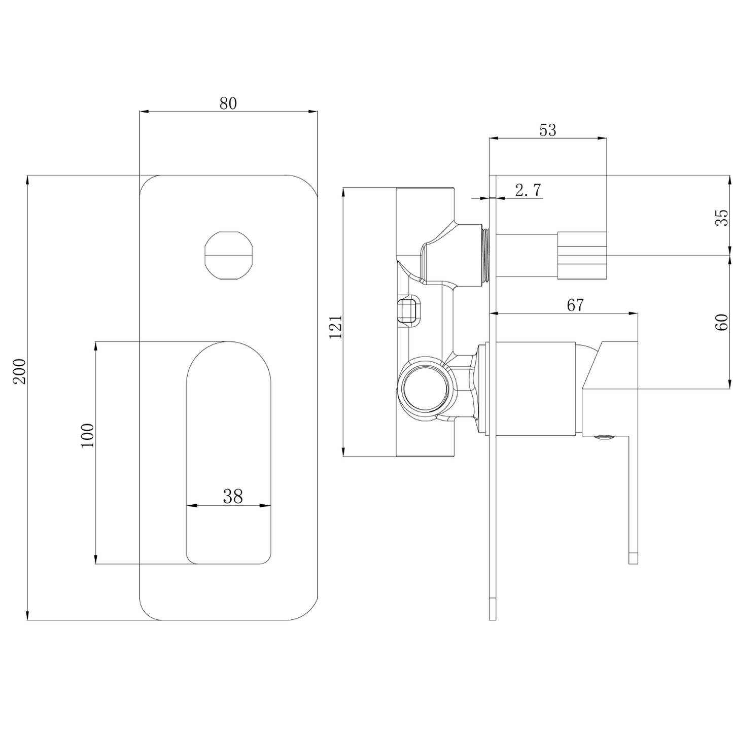 Ikon Flores Wall Mixer with Diverter Matte Black
