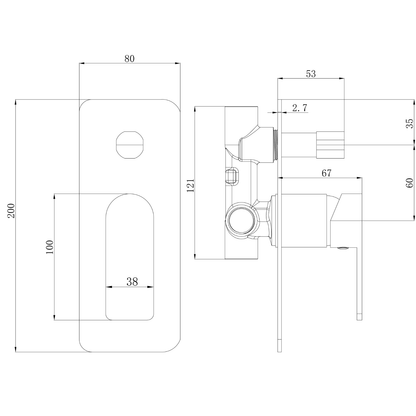 Ikon Flores Wall Mixer with Diverter Matte Black