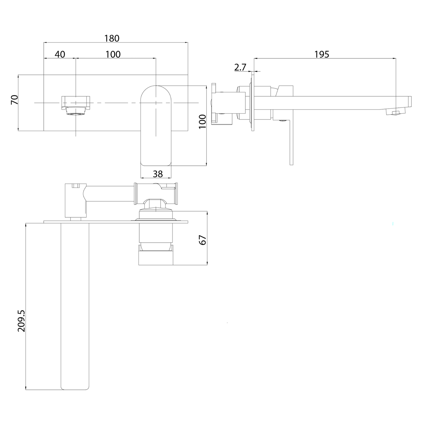 Ikon Flores Wall Basin Mixer with Spout Brushed Nickel