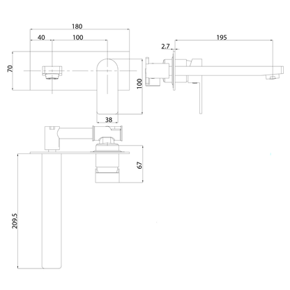 Ikon Flores Wall Basin Mixer with Spout Brushed Nickel