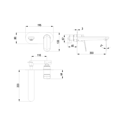 Sulu II Wall Basin Mixer Gun Metal