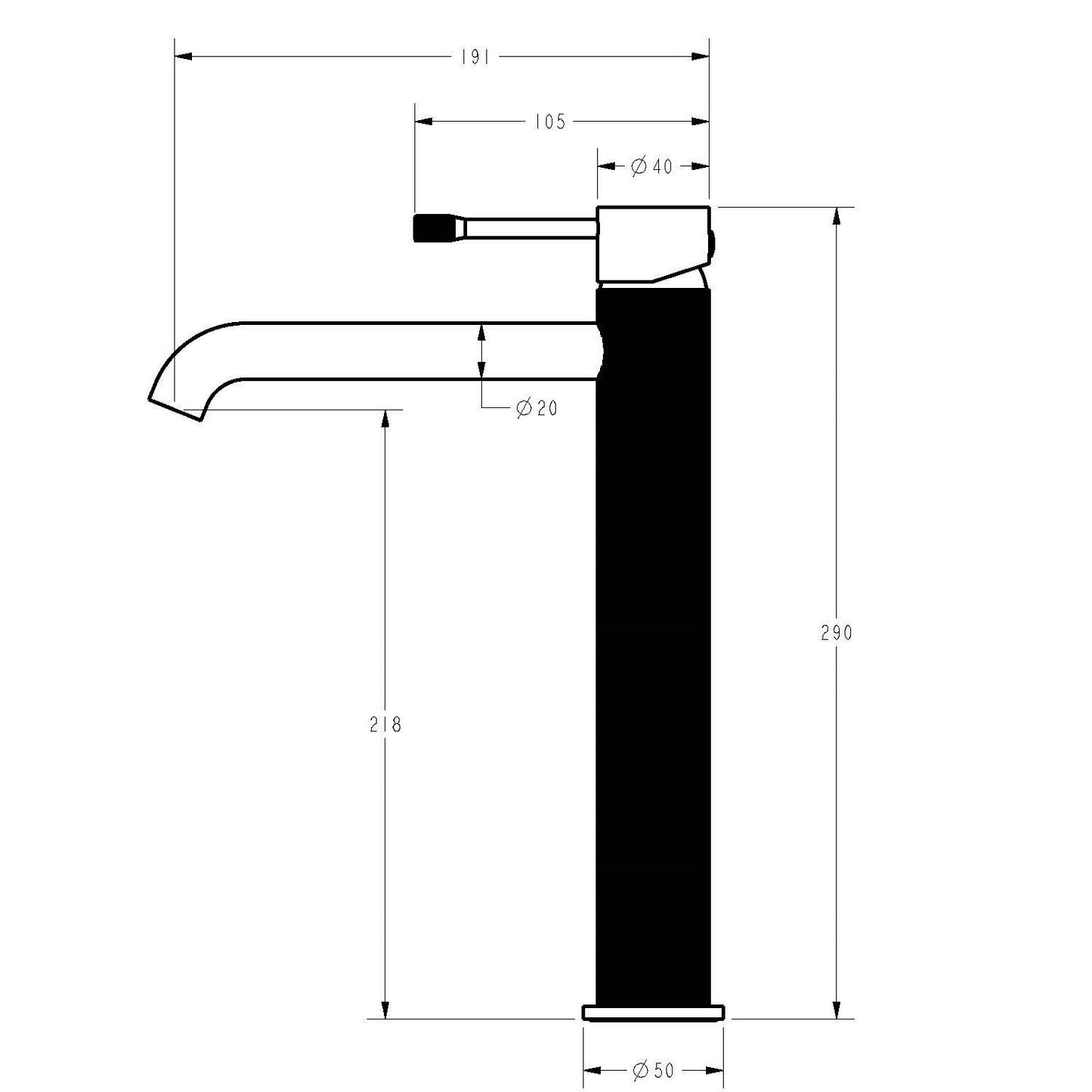 Ikon Linie High Rise Basin Mixer Matte Black