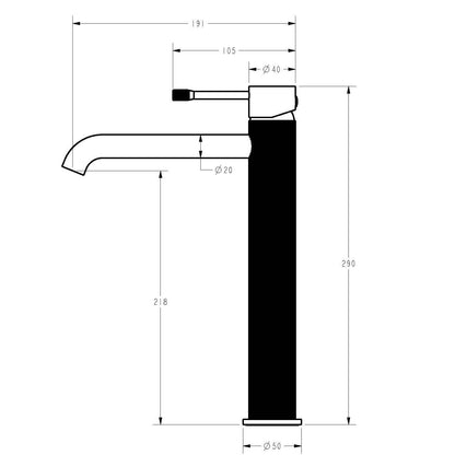 Ikon Linie High Rise Basin Mixer Matte Black