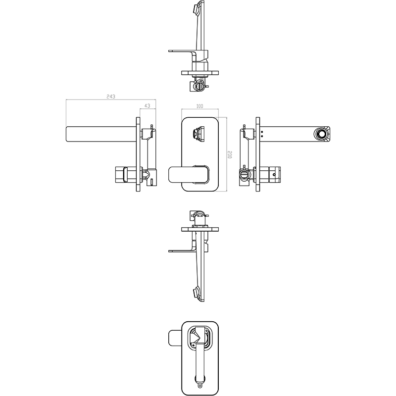Ikon Seto Wall Basin Mixer Chrome & White