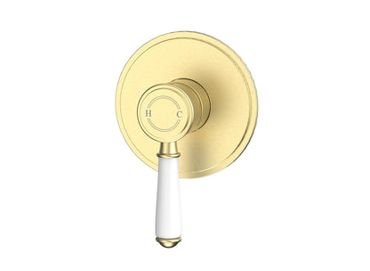 Ikon Clasico Ceramic Handle Wall Mixer Brushed Gold