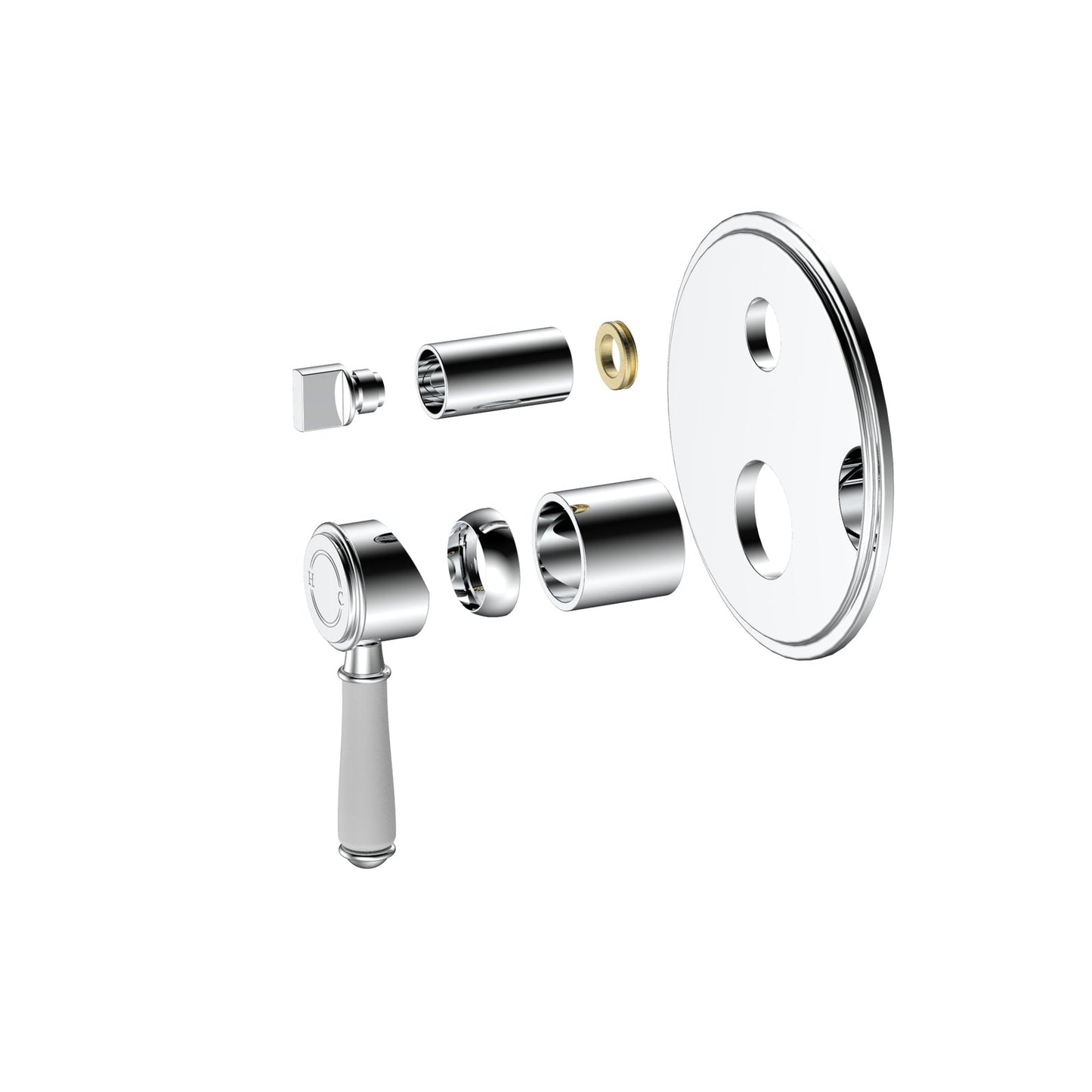 Ikon Clasico Ceramic Handle Wall Mixer With Diverter Chrome